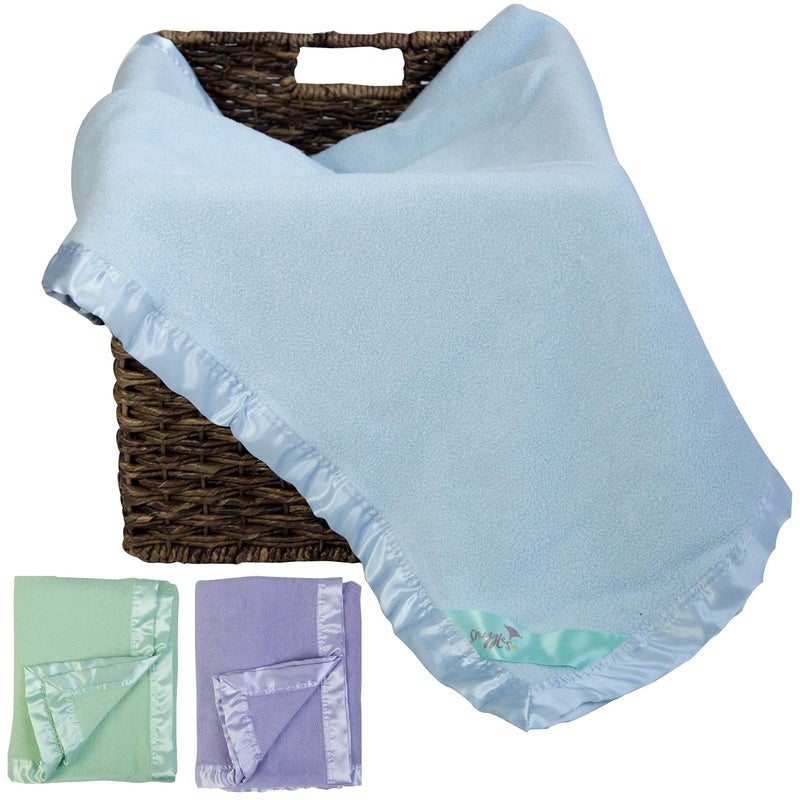 Natural Snuggles Bamboo Rayon Soft Light Blue Toddler Security Blanket - Thermal Sky Blue Baby Blanket with Satin Edging - Perfect for Naps, Car Carrier, Stroller & Travel - 34 x 47 inches - Newborn Baby Blankie - Image 1